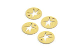 Brass Star Charm, 24 Raw Brass Star Charms With 1 Hole, Charm Pendants (13x0.80mm) A5708
