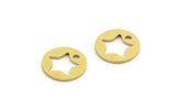 Brass Star Charm, 50 Raw Brass Star Charms With 1 Hole, Charm Pendants (10x0.80mm) A5709