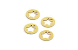 Brass Star Charm, 50 Raw Brass Star Charms With 1 Hole, Charm Pendants (10x0.80mm) A5709