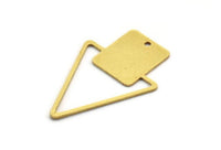 Brass Triangle Charm, 6 Raw Brass Triangle Shaped Square Pattern Charms With 1 Hole (39x25x0.80mm) A5655
