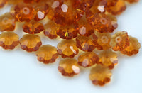 12 Vintage Ab Swarovski Crystal Flower Rondelle Orange Flower Beads (8mm) CV118