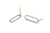 Silver Oval Earring, 8 Nickel Free Plated Brass Oval Stud Earrings (20x6x0.8mm) BS 1857 A1786 H0888