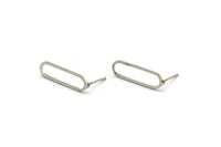Silver Oval Earring, 8 Nickel Free Plated Brass Oval Stud Earrings (20x6x0.8mm) BS 1857 A1786 H0888