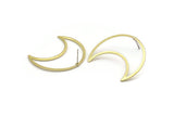 Brass Moon Earring, 2 Textured Raw Brass Crescent Moon Stud Earrings (35x15x0.80mm) M03121 A5729