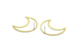 Brass Moon Earring, 2 Textured Raw Brass Crescent Moon Stud Earrings (35x15x0.80mm) M03121 A5729