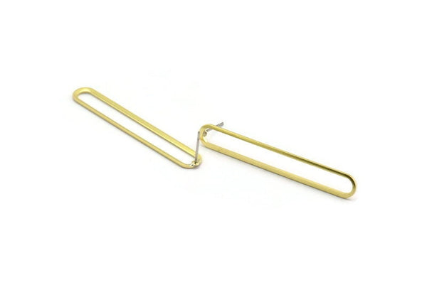Brass Oval Earring, 4 Raw Brass Oval Stud Earrings (50x7x0.80mm) M03231 A5774