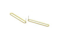 Brass Oval Earring, 4 Raw Brass Oval Stud Earrings (50x7x0.80mm) M03231 A5774
