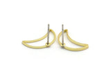 Brass Moon Earring, 12 Raw Brass Crescent Moon Stud Earrings (15x8.5mm) D0150 A5796