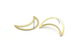 Brass Moon Earring, 4 Textured Raw Brass Crescent Moon Stud Earrings (30x10x0.80mm) M03076 A5753
