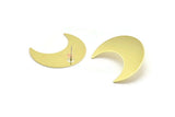 Brass Moon Earring, 4 Raw Brass Crescent Moon Stud Earrings (35x15x0.80mm) M03051 A5745