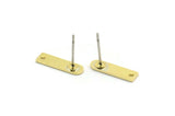 Brass Rectangle Earring, 12 Raw Brass Rectangle Stud Earrings With 1 Hole (14x4x0.80mm) M02585 A5790