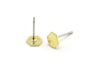 Pirinç Altıgen Küpe, 12 Ham Pirinç Küçük Altıgen Küpe (6x0,80 mm) M03379 A5815