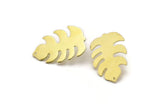 Brass Leaf Earring, 4 Raw Brass Leaf Stud Earrings With 1 Hole (30x20x0.80mm) M01733 F066