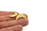 Brass Moon Earring, 4 Textured Raw Brass Crescent Moon Stud Earrings (28x8x0.80mm) M03029 A5817