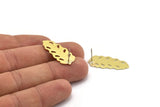 Brass Leaf Earring, 4 Textured Raw Brass Leaf Stud Earrings (30x13x0.80mm) M01770 A5777