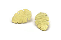 Pirinç Yaprak Küpe, 4 Dokulu Ham Pirinç Yaprak Küpe (30x20x0,80 mm) M01762 F010