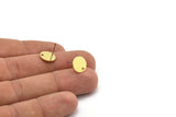 Brass Round Earring, 12 Raw Brass Round Stud Earrings With 1 Hole (10x0.80mm) M044 A5830