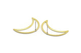 Brass Moon Earring, 4 Raw Brass Crescent Moon Stud Earrings (30x10x0.80mm) M03081 A5831