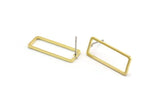 Brass Rectangle Earring, 8 Raw Brass Rectangle Stud Earrings (9x24x1mm) D0193 A5811