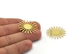 Brass Sun Earring, 4 Textured Raw Brass Sun Stud Earrings (30x0.80mm) M02594 A5812