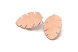 Copper Leaf Earring, 4 Raw Copper Leaf Stud Earrings (30x20x0.80mm) M01729 A5840
