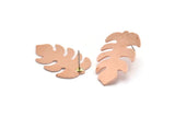 Copper Leaf Earring, 4 Raw Copper Leaf Stud Earrings (30x20x0.80mm) M01744 A5837