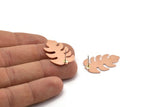 Copper Leaf Earring, 4 Raw Copper Leaf Stud Earrings (30x20x0.80mm) M01744 A5837