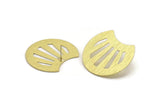 Brass Shell Earring, 2 Textured Raw Brass Shell Stud Earrings, Findings (35x28x0.80mm) M128 A5737