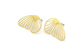Brass Wing Earring, 8 Raw Brass Wing Stud Earrings, Findings (19x12x0.30mm) F114 A5798