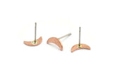 Copper Moon Earring, 12 Raw Copper Crescent Moon Stud Earrings (9x3x0.80mm) M01635 A5487