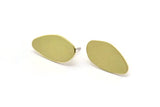Earring Studs, 4 Raw Brass - Irregular Shaped Stud Earrings - Brass Earrings - Earrings (20x11x0.80mm) M03259 A5783
