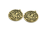 Brass Round Charm, Raw Brass Round Charm With 1 Loop, Eye Findings, Brass Teardrop Findings (30x27.5x1.5mm) N2202