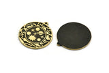 Brass Round Charm, Raw Brass Round Charm With 1 Loop, Galaxy Findings, Brass Universe Findings (30x27.5x1.5mm) N2198