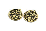 Brass Round Charm, Raw Brass Round Charm With 1 Loop, Galaxy Findings, Brass Universe Findings (30x27.5x1.5mm) N2198