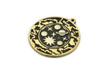 Brass Round Charm, Raw Brass Round Charm With 1 Loop, Galaxy Findings, White Brass Universe Findings (30x27.5x1.5mm) N2197