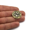 Brass Round Charm, Raw Brass Round Charm With 1 Loop, Galaxy Findings, White Brass Universe Findings (30x27.5x1.5mm) N2197