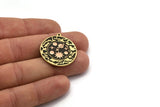 Brass Round Charm, Raw Brass Round Charm With 1 Loop, Copper Galaxy Findings, Copper Universe Findings (30x27.5x1.5mm) N2200
