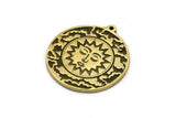 Brass Round Charm, Raw Brass Round Charm With 1 Loop, Sunshine Findings, Brass Sun Findings (30x27.5x1.5mm) N2191
