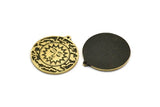 Brass Round Charm, Raw Brass Round Charm With 1 Loop, Sunshine Findings, Brass Sun Findings (30x27.5x1.5mm) N2191