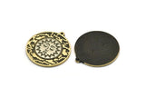 Brass Round Charm, Raw Brass Round Charm With 1 Loop, Sunshine Findings, White Brass Sun Findings (30x27.5x1.5mm) N2211