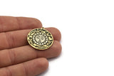 Brass Round Charm, Raw Brass Round Charm With 1 Loop, Sunshine Findings, White Brass Sun Findings (30x27.5x1.5mm) N2211