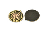 Brass Round Charm, Raw Brass Round Charm With 1 Loop, Copper Sunshine Findings, Copper Sun Findings (30x27.5x1.5mm) N2212