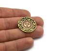 Brass Round Charm, Raw Brass Round Charm With 1 Loop, Copper Sunshine Findings, Copper Sun Findings (30x27.5x1.5mm) N2212