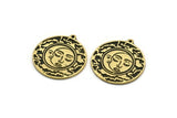 Brass Round Charm, Raw Brass Round Charm With 1 Loop, Cloud Findings, Crescent Moon Findings (30x27.5x1.5mm) N2194
