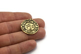Brass Round Charm, Raw Brass Round Charm With 1 Loop, Cloud Findings, Crescent Moon Findings (30x27.5x1.5mm) N2194
