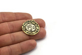 Brass Round Charm, Raw Brass Round Charm With 1 Loop, Cloud Findings, White Brass Crescent Moon Findings (30x27.5x1.5mm) N2195