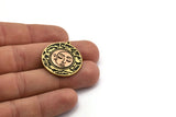 Brass Round Charm, Raw Brass Round Charm With 1 Loop, Copper Cloud Findings, Copper Crescent Moon Findings (30x27.5x1.5mm) N2196