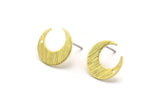 Brass Moon Earring, 6 Textured Raw Brass Crescent Moon Stud Earrings With 1 Hole (14x13.5x0.80mm) M01785 A5789