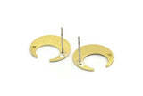 Brass Moon Earring, 6 Textured Raw Brass Crescent Moon Stud Earrings With 1 Hole (14x13.5x0.80mm) M01785 A5789