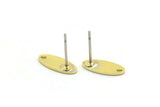 Brass Oval Earring, 12 Raw Brass Oval Stud Earrings With 1 Hole (12x5x0.80mm) M02001
